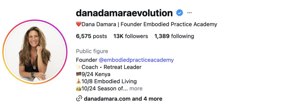 Instagram profile of Dana Damara