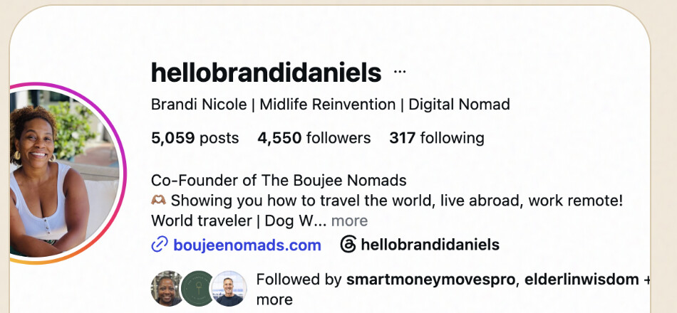 Instagram profile of Hello Brandi Daniels