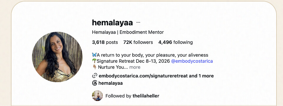 Instagram profile of Hemalayaa