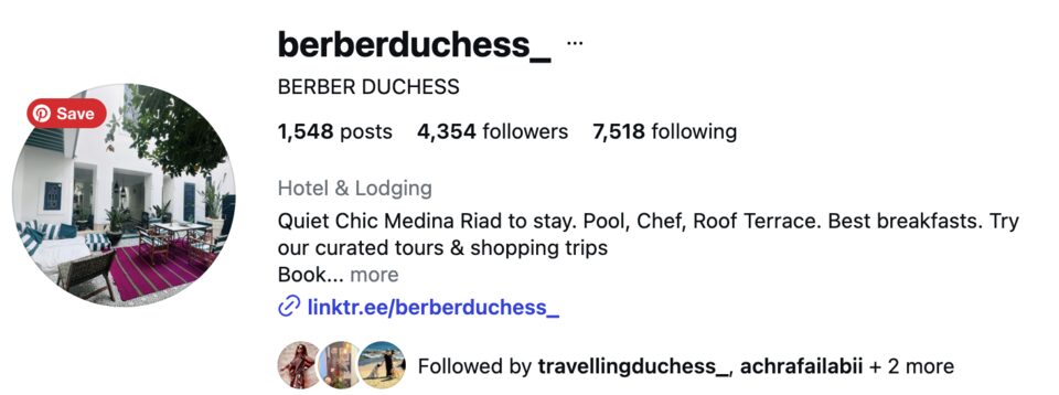 Instagram profile of Berber Duchess